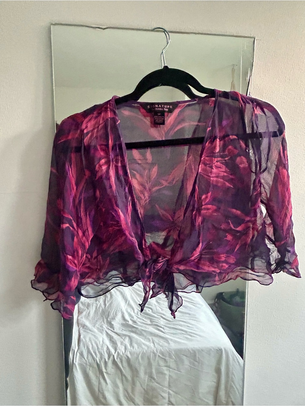 Sheer Floral Tie-Front Shrug in Purple and Pink 💜💕